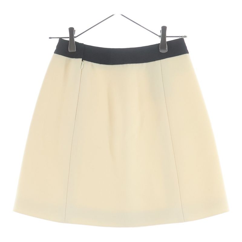 Prada Bicolor Wool Mini Skirt Ivory
