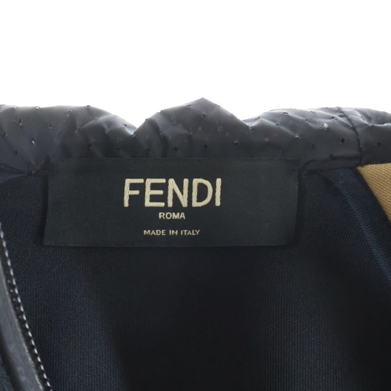 Fendi Zip Up Hoodie Black Beige Jacket