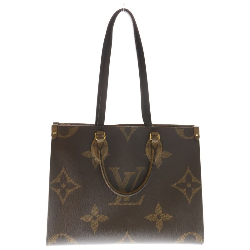 Louis Vuitton Monogram Reverse on the Go MM Tote Brown Leather