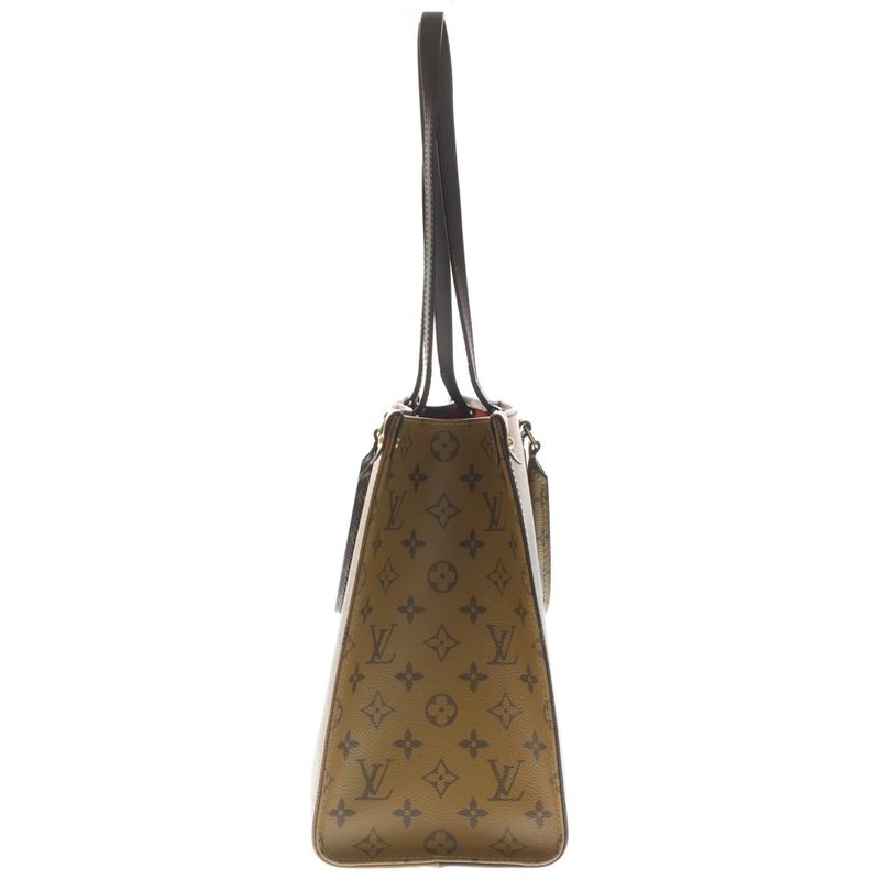 Louis Vuitton Monogram Reverse on the Go MM Tote Brown Leather