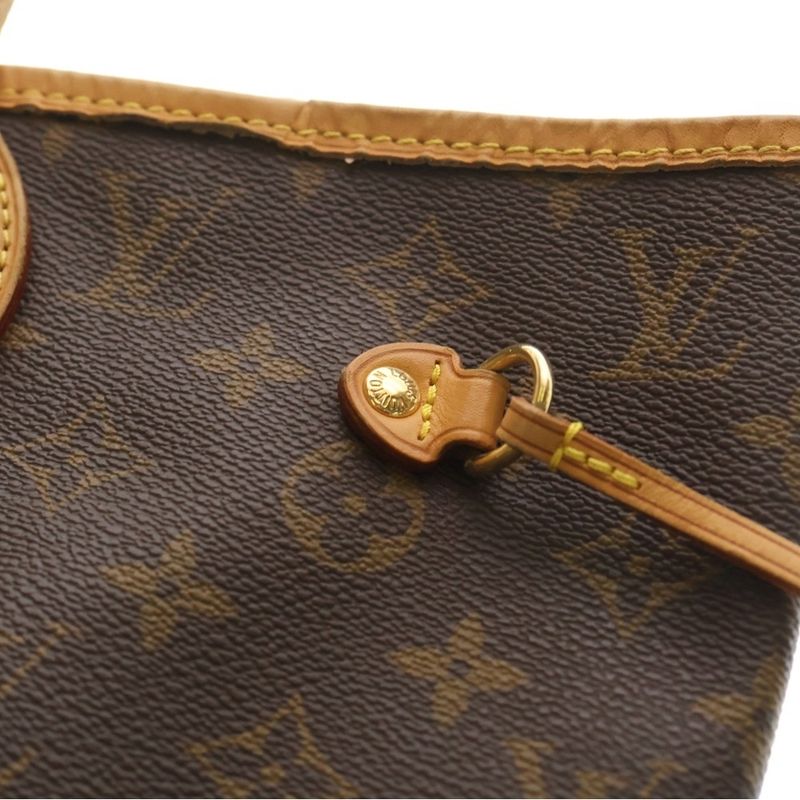 Louis Vuitton Monogram Neverfull MM Tote Brown Leather
