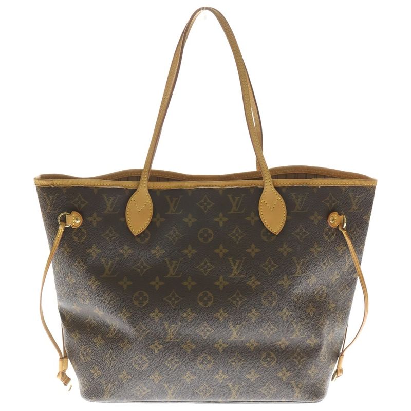Louis Vuitton Monogram Neverfull MM Tote Brown Leather
