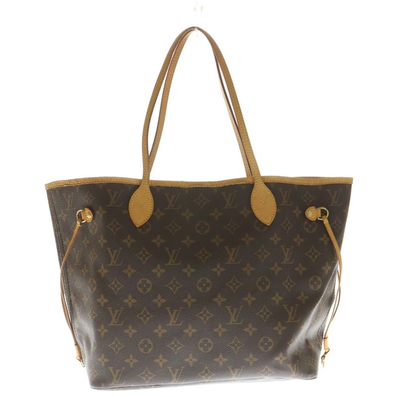 Louis Vuitton Monogram Neverfull MM Tote Brown Leather