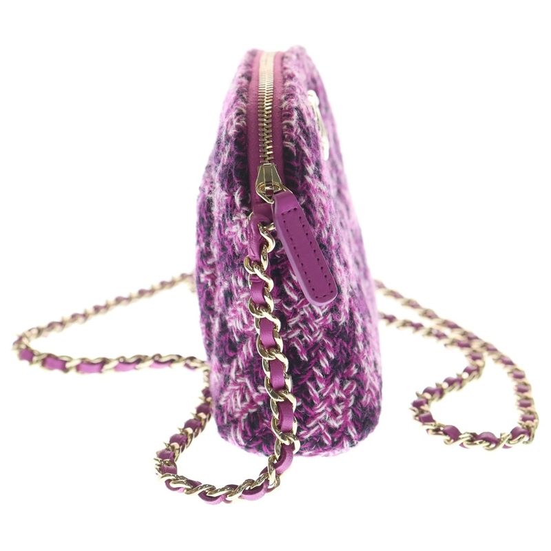 Chanel Year's Gift CC Logo Chain Shoulder Bag Tweed Purple Gold