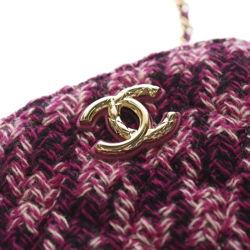 Chanel Year's Gift CC Logo Chain Shoulder Bag Tweed Purple Gold