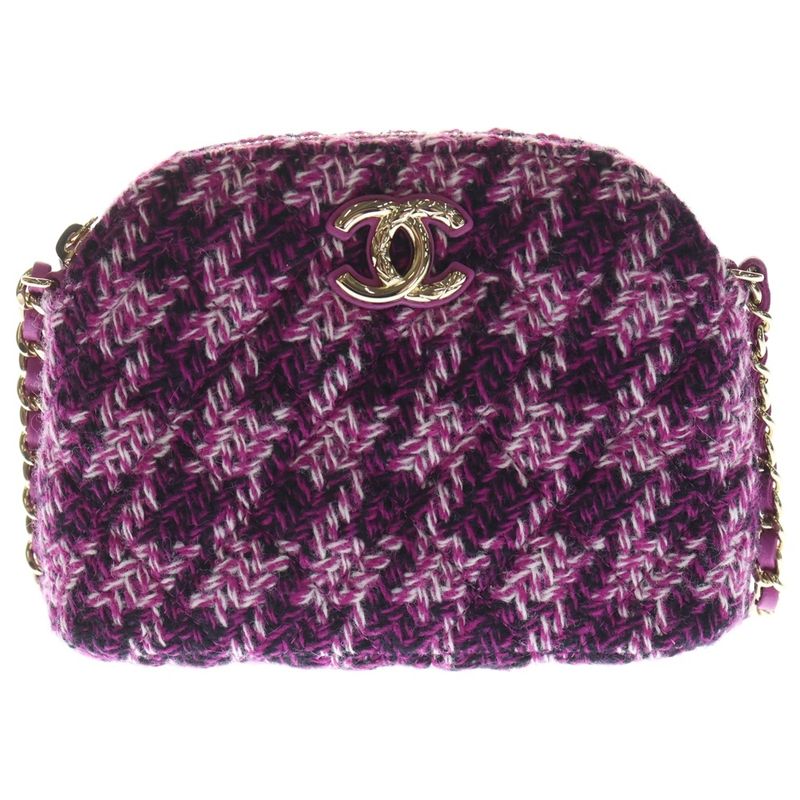 Chanel Year's Gift CC Logo Chain Shoulder Bag Tweed Purple Gold