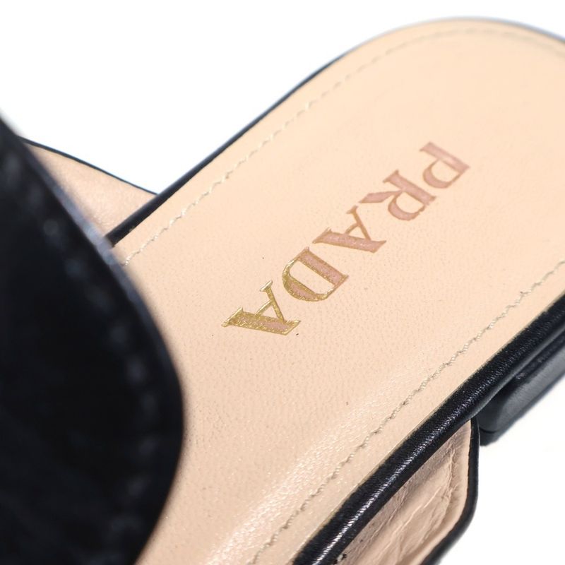 Prada Chain Decoration Leather Shoes Mules Black