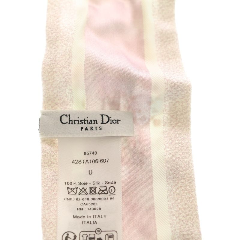 Dior Flower Logo Motif Twilly Pink Scarf
