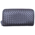Bottega Veneta Intrecciato Round Zip Leather Wallet Brown