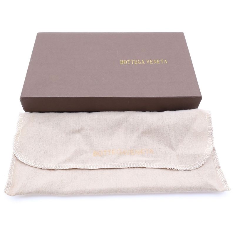 Bottega Veneta Intrecciato Round Zip Leather Wallet Brown