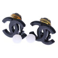 Chanel CC Logo Earrings Black Plastic