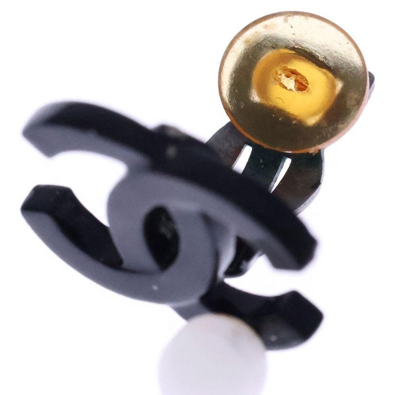 Chanel CC Logo Earrings Black Plastic