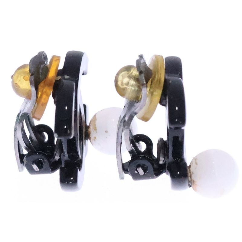 Chanel CC Logo Earrings Black Plastic