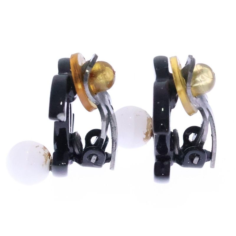 Chanel CC Logo Earrings Black Plastic