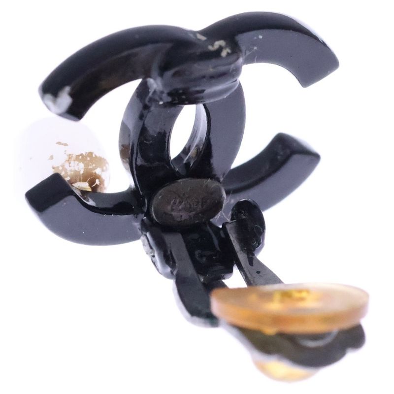 Chanel CC Logo Earrings Black Plastic