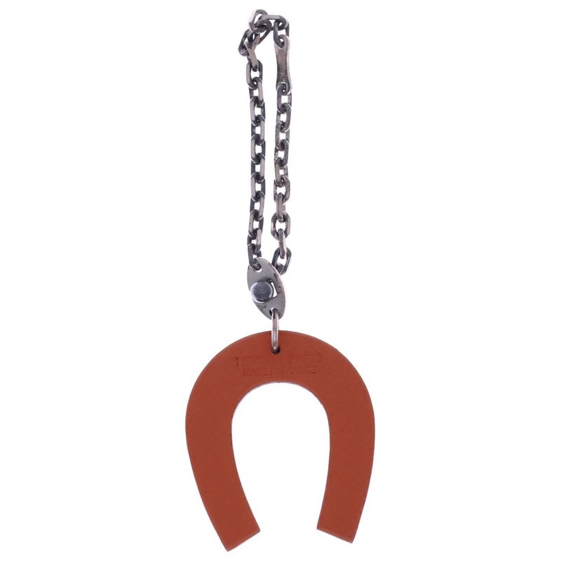 Hermes Horseshoe Charm Brown Leather Metal