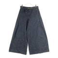 Chanel Lame Logo Buckle Belt Super Wide Denim Pants Black