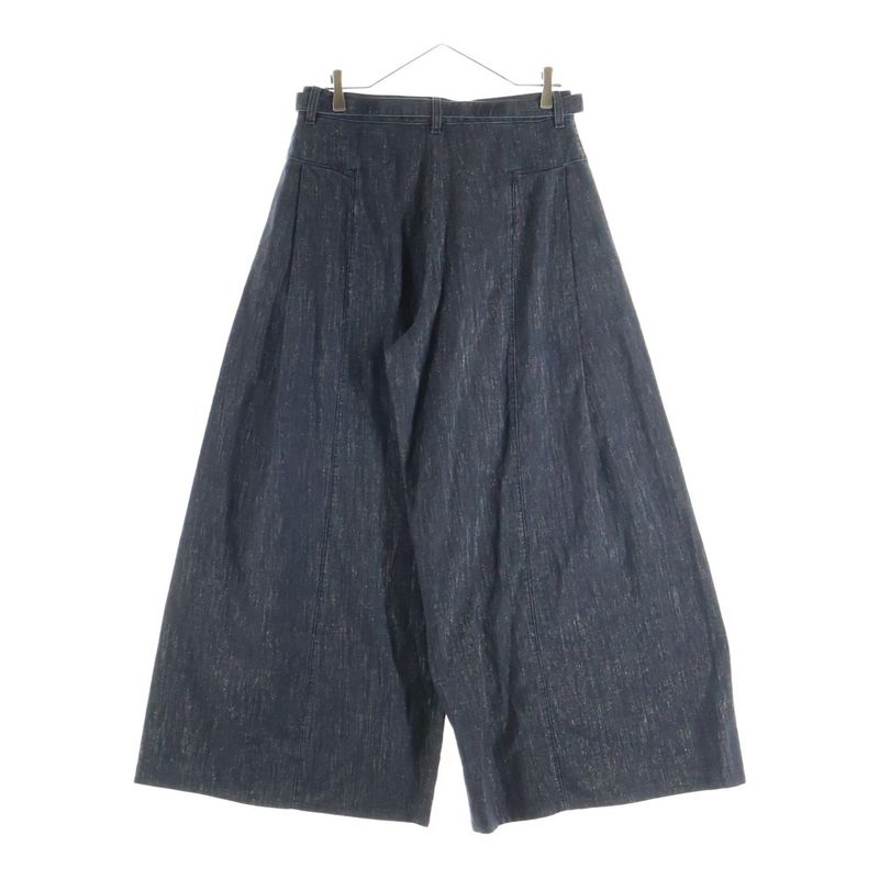 Chanel Lame Logo Buckle Belt Super Wide Denim Pants Black