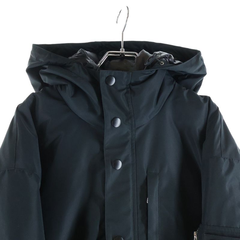 Prada Arm Logo Hooded Technical Fabric Nylon Down Jacket Black