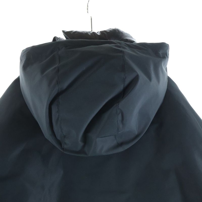 Prada Arm Logo Hooded Technical Fabric Nylon Down Jacket Black