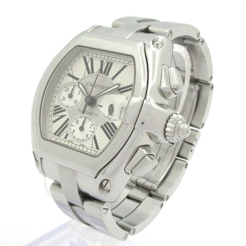 Cartier Watch Roadster Chronograph SS White Silver