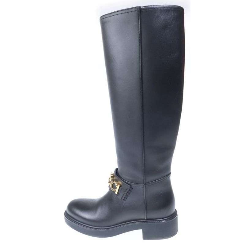 Gucci Logo Knee High Long Boots Black