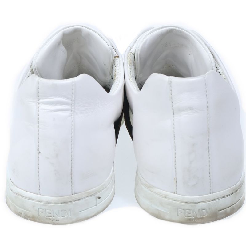 Fendi Zucca Leather Sneakers White Brown