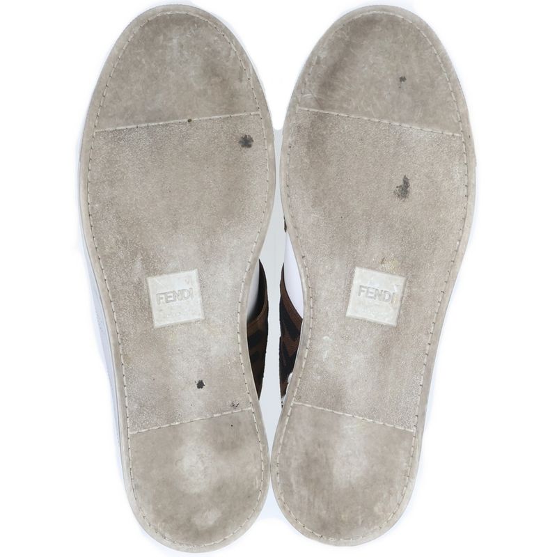 Fendi Zucca Leather Sneakers White Brown