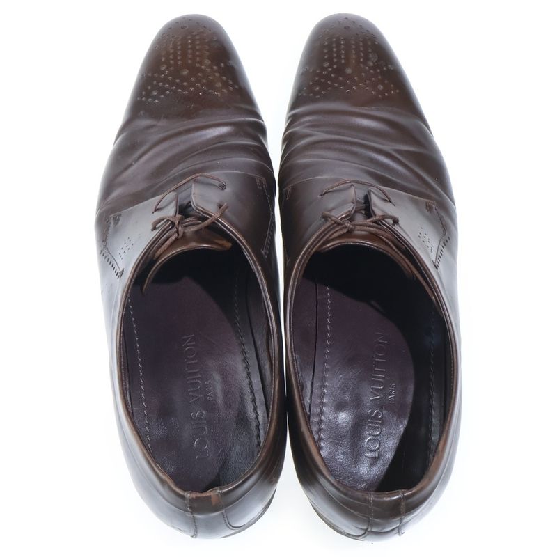 Louis Vuitton Medallion Lace Up Leather Dress Shoes Brown
