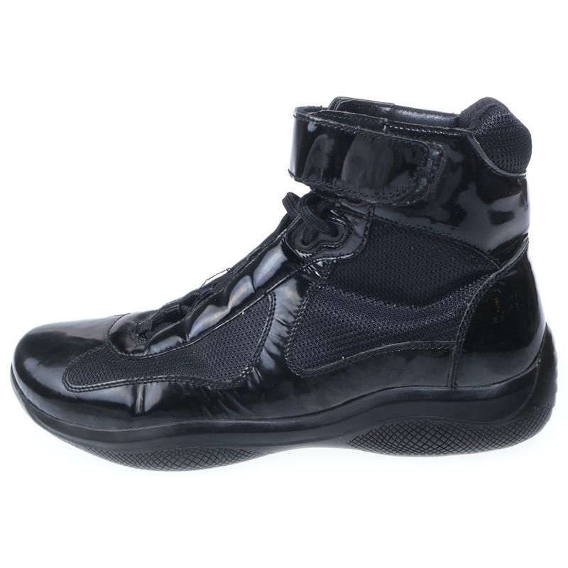 Prada Sport Americas Cup Patent Leather Lace Up Low Cut Sneakers