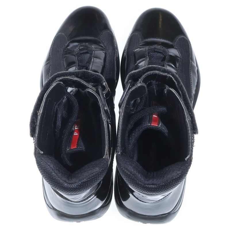 Prada Sport Americas Cup Patent Leather Lace Up Low Cut Sneakers