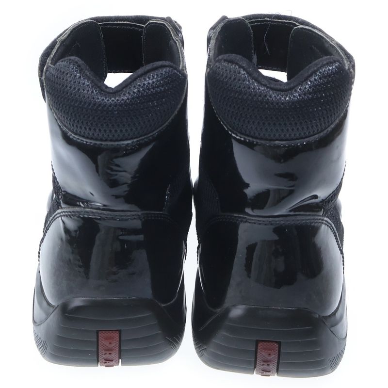 Prada Sport Americas Cup Patent Leather Lace Up Low Cut Sneakers