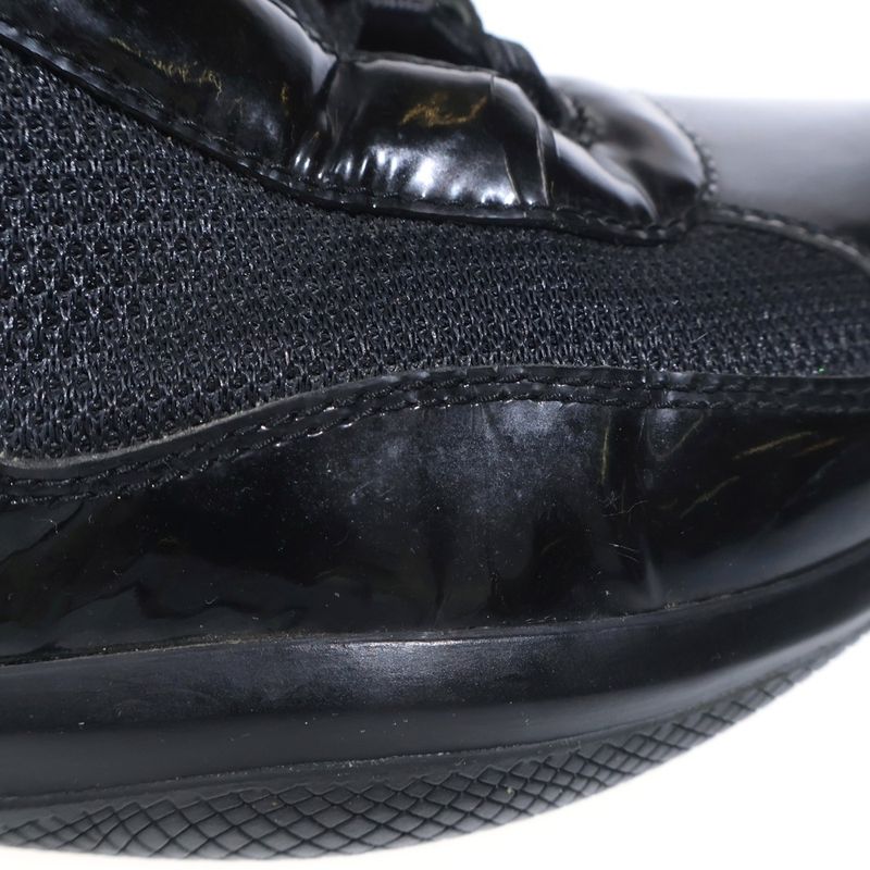 Prada Sport Americas Cup Patent Leather Lace Up Low Cut Sneakers