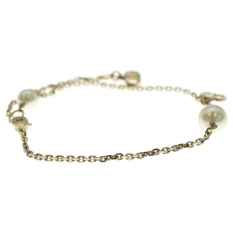Dior CD Logo Pearl Bracelet White Gold Plated