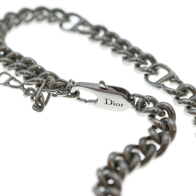 Dior Cdicon Chain Link Necklace Silver