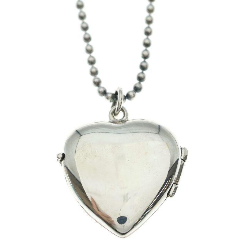 Tiffany & Co. Heart Locket Pendant Ball Chain Necklace Silver