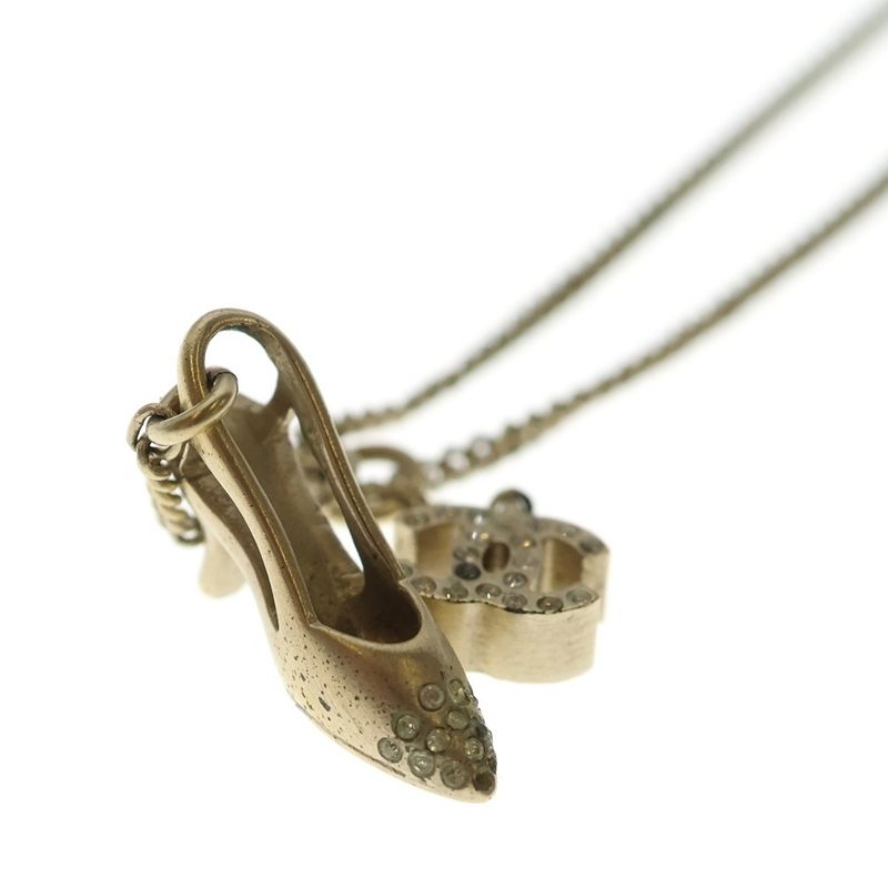 Chanel High Heel CC Logo Necklace Pendant Chain Gold