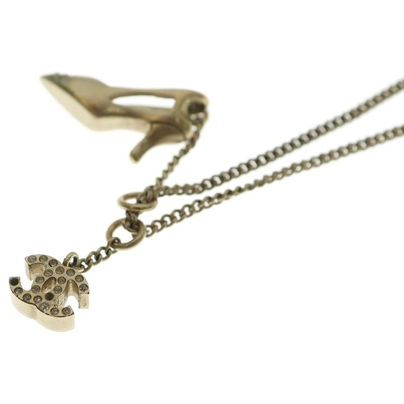 Chanel High Heel CC Logo Necklace Pendant Chain Gold