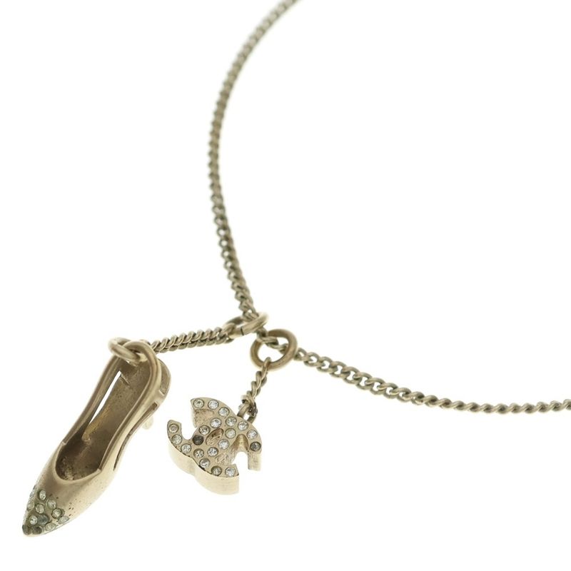 Chanel High Heel CC Logo Necklace Pendant Chain Gold
