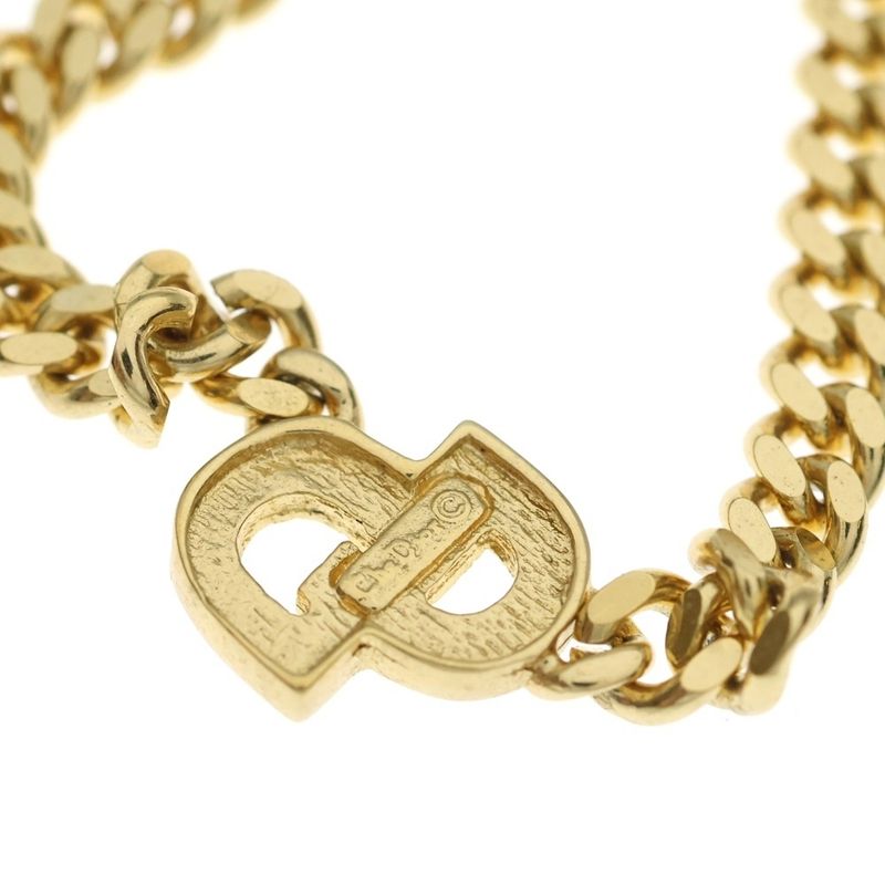 Dior CD Rhinestone Choker Necklace Gold