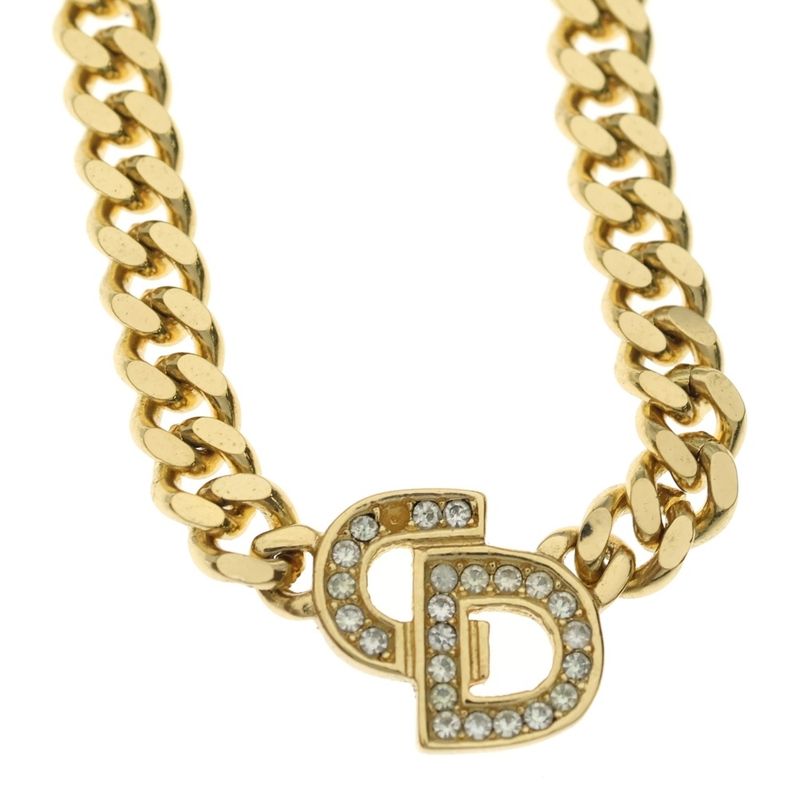 Dior CD Rhinestone Choker Necklace Gold