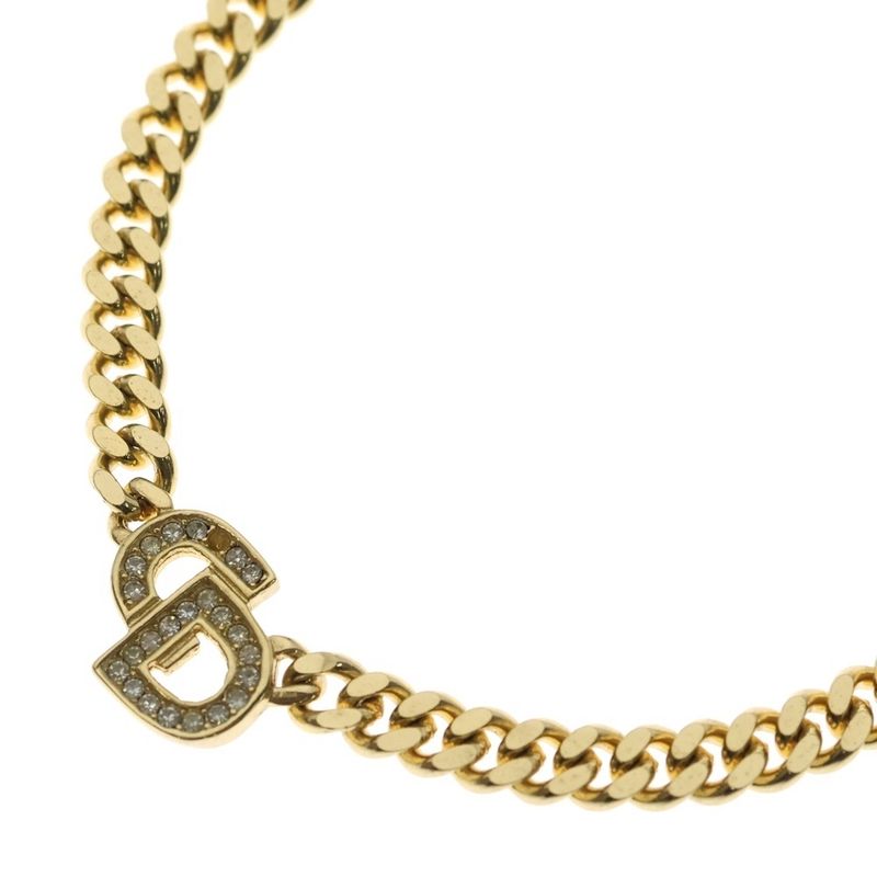 Dior CD Rhinestone Choker Necklace Gold