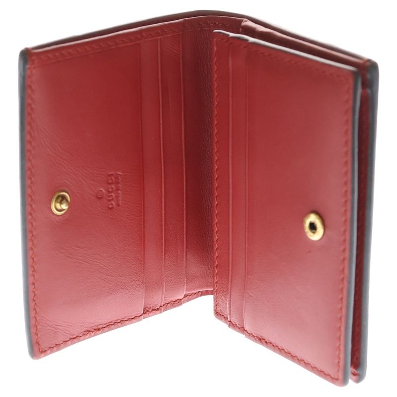 Gucci Queen Ma Galette Bifold Wallet Compact Coin Case Multicolor Red