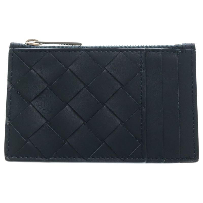 Bottega Veneta Intrecciato Fragment Case Navy Leather Coin Purse