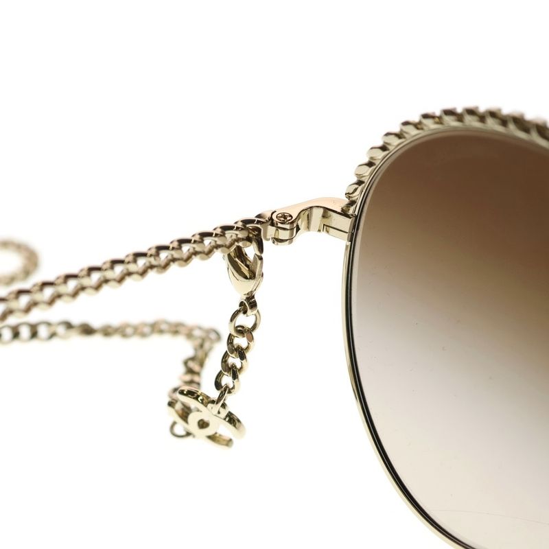 Chanel CC Logo Chain Sunglasses Gold