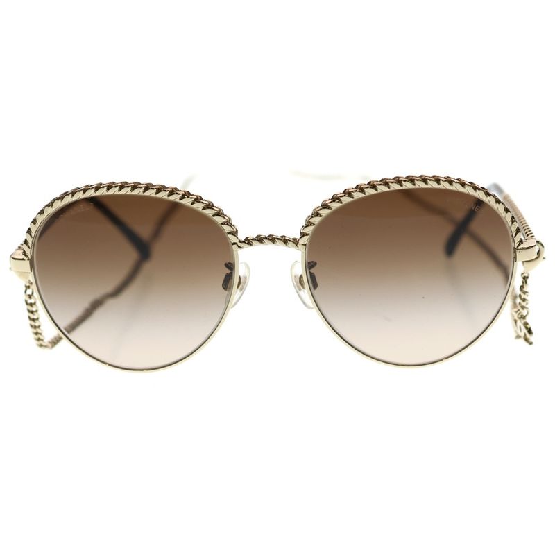 Chanel CC Logo Chain Sunglasses Gold