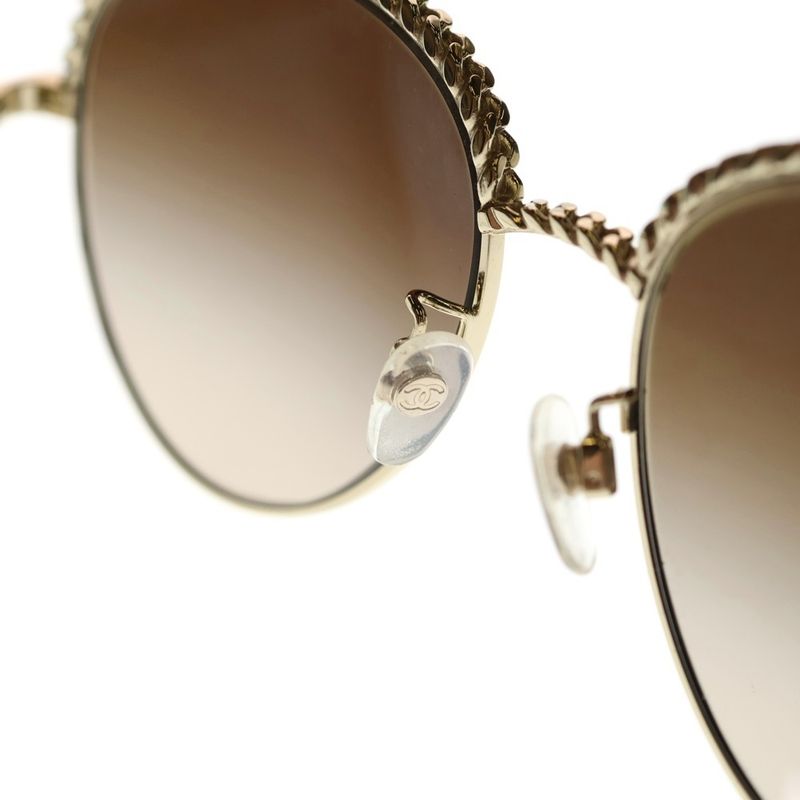 Chanel CC Logo Chain Sunglasses Gold