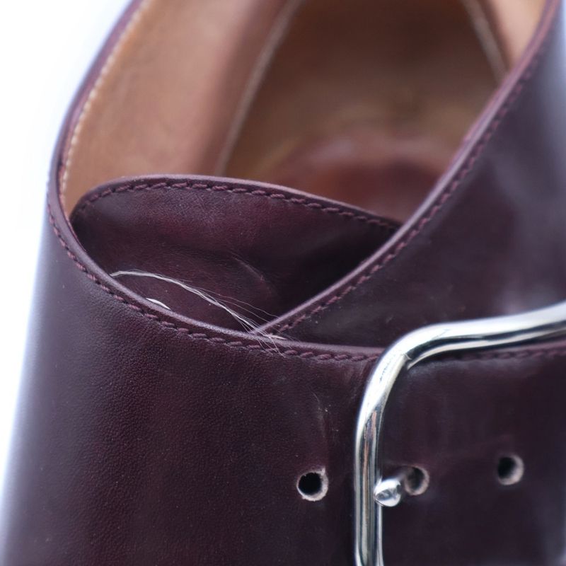 Hermes Single Monk Strap Leather Boots Short Gold Bordeaux