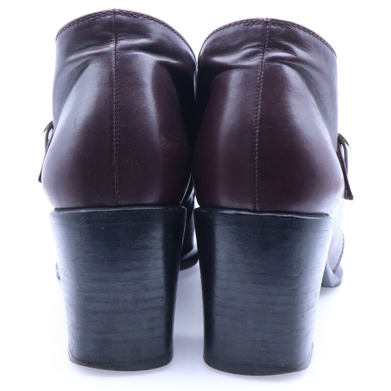 Hermes Single Monk Strap Leather Boots Short Gold Bordeaux