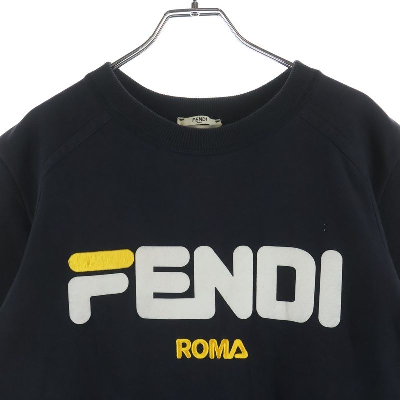 Fendi Front Logo Crew Neck Sweatshirt Navy